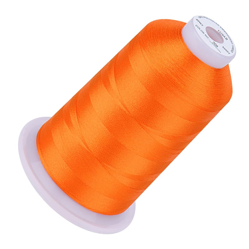 Simthread 5500Yds Embroidery Thread, 5000M High-Yardage 40WT 100% Polyester Thread - 170+ Vivid Colors, High-Speed Rated - Compatible with Brother, Singer, Janome & More - Tangerine 209 - Image 1